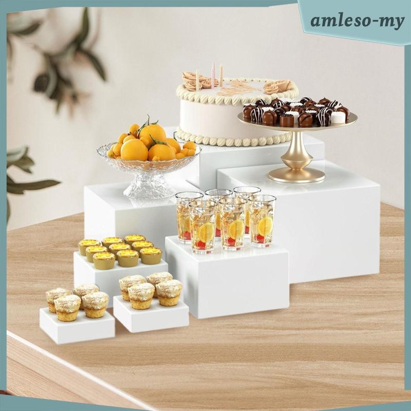 [AmlesoMY] 7 Piece Buffet Riser Cube Display, Nesting Stackable Risers ...