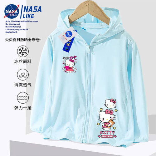 NASA Hello Kitty Girls Sun Protection Clothing Summer 2024 New Korean Style Medium and Large Children s Hooded Jacket Thin Breathable TBOQ Shopee Malaysia