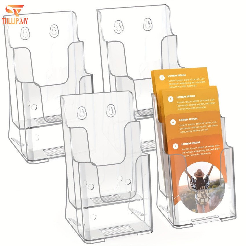 Clear Acrylic Display Rack 2 Tier Information Shelf Brochure Leaflet ...