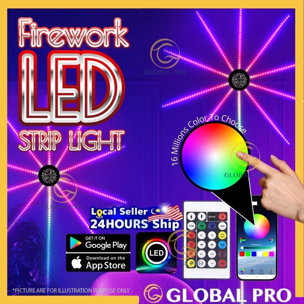 Smart Firework LED Lights USB Firework Strip Lights Firework Lights ...