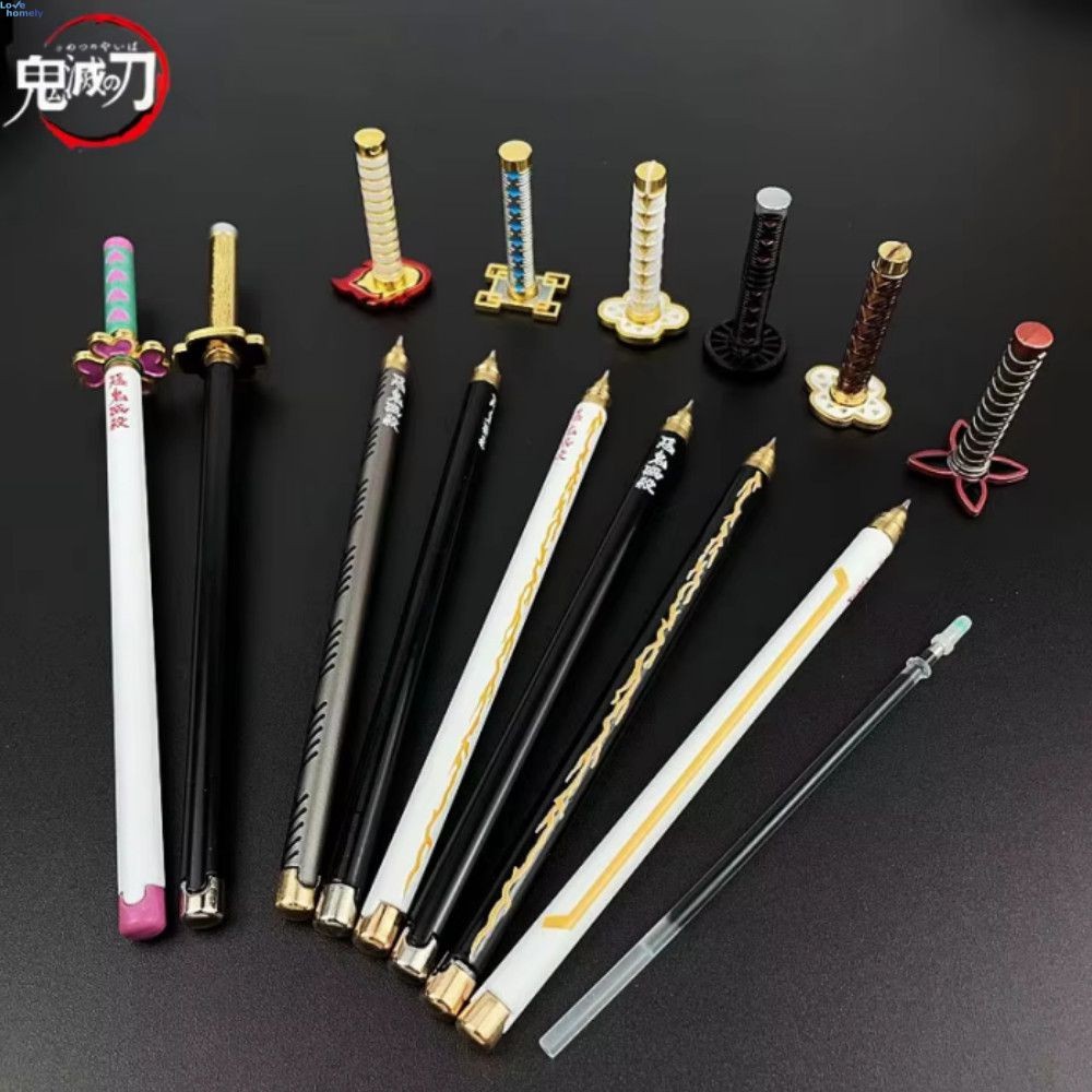 Japan Anime Demon Slayer Blade Gel Pen 0.5mm Black Refill With Pen Rack ...