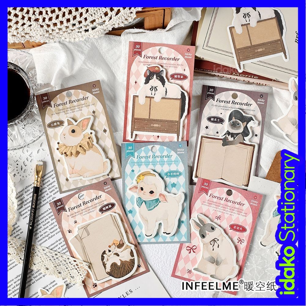 Idako [Forest Recorder Series] 30PCS Cute Cartoon Clock Card Planner ...