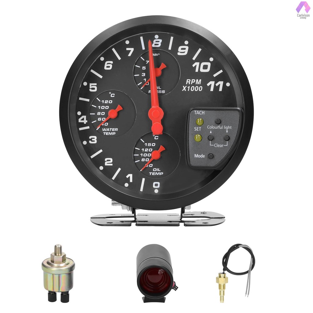 5 Inch 4 in 1 Car Multifunctional Gauge Tachometer Oil Pressure Oil
