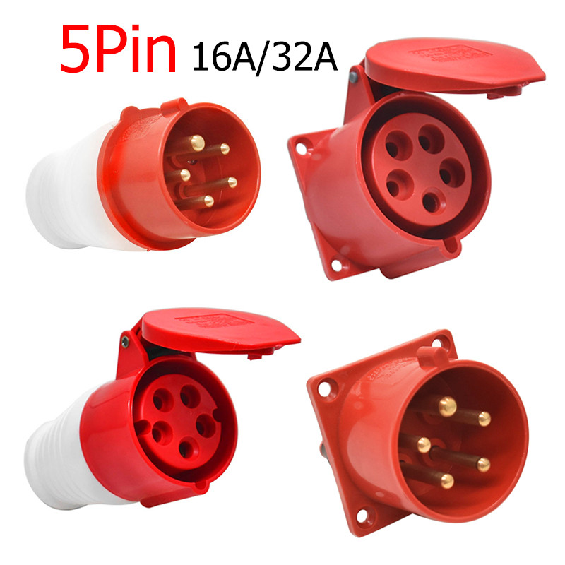5PIN IP44 Industrial Plug Male Socket Female Waterproof Connector 16A ...