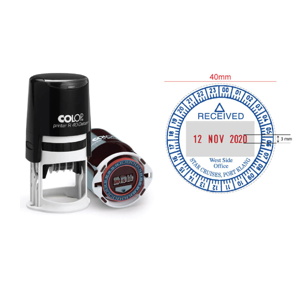 Colop R40D/24H Self-Inking Dater Stamp 40mm - Black Ink | Shopee Malaysia