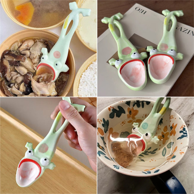 Funny Ugly Frog Ceramic Spoon Funny Big Mouth Spoon Kids Surprsie Gift ...