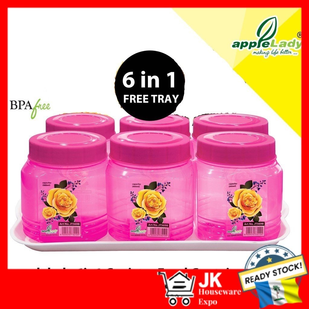 6 in 1 Canister Food Container set/Food Jar/Round Container/Balang Kuih ...