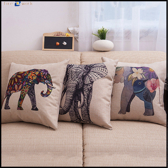 Exclusive Deal!! Elephant Print Pillowcase 45*45cm Sofa Cushion Case