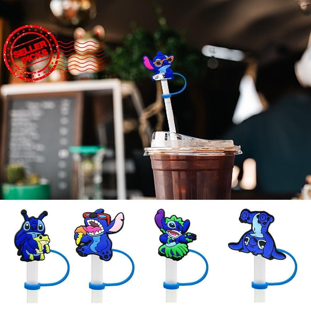 Cute Cartoon Stitch Straw Cap Silicone Dust Plug Straw Cover H2f1 ...