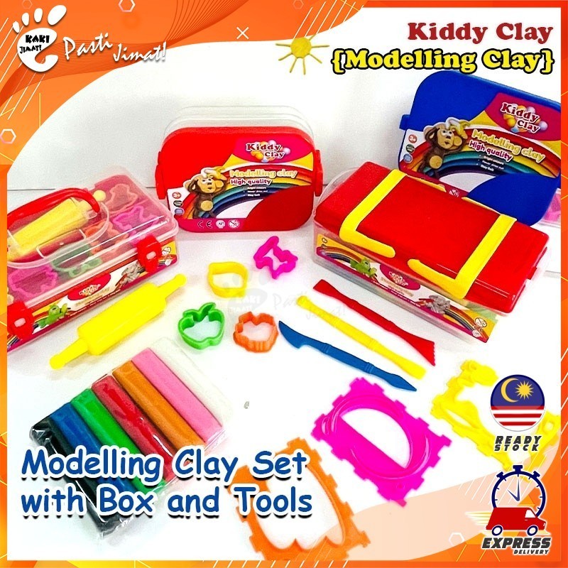 Kaki Jimat Kiddy Clay Modelling Clay Set + Mold Cutter-(BOX) Tanah Liat ...