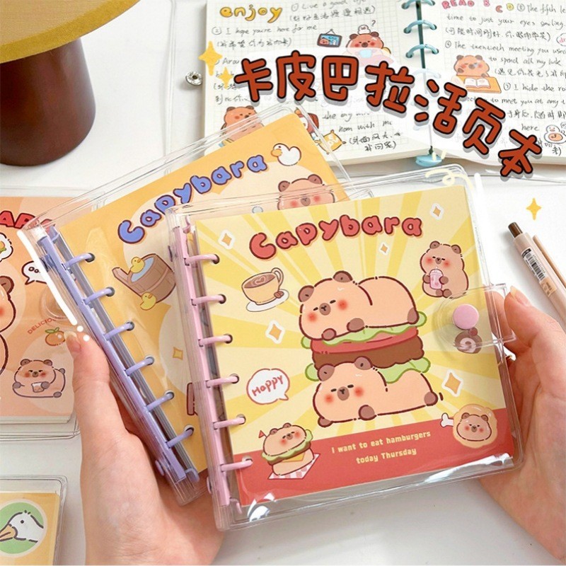 Capibara Hand Book, Cute Square Looseleaf Book, Checkered Notepad ...