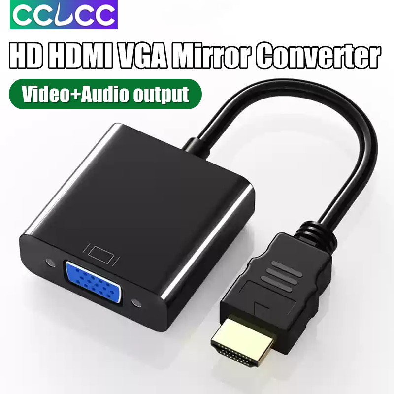 HDMI naar VGA met audio Adapter Kabel - 25 cm - 1080p Full HD - Zwart