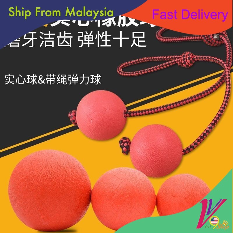 Drawstring solid ball rubber bouncy ball dog training toy Bite ...