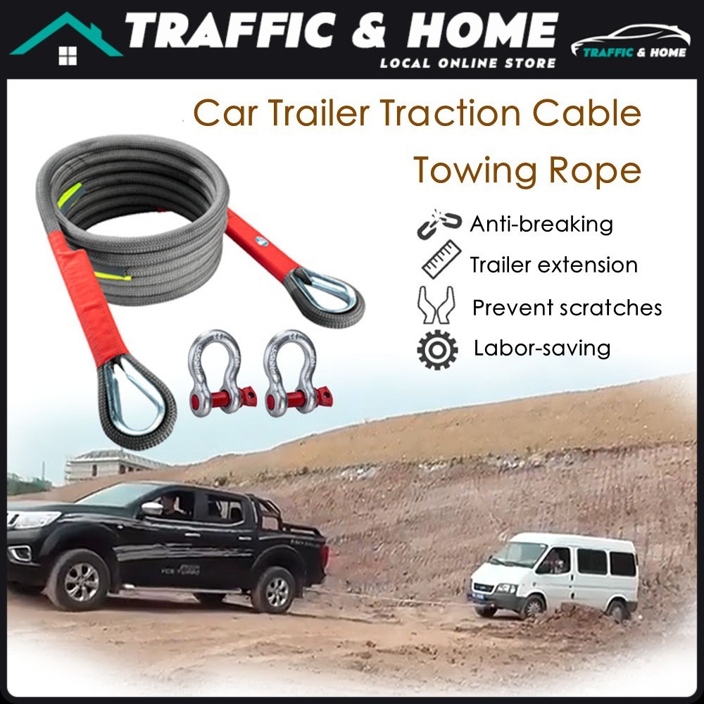 Car Towing Strap Cable Tali Tarik Kereta Off-road Rescue Tow Rope 7M 18 ...