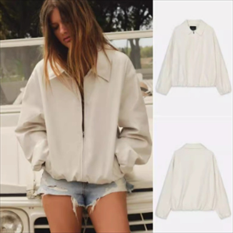 ZARA Spring Summer Zipper Lapel Casual Jacket Coat 4341726 | Shopee ...