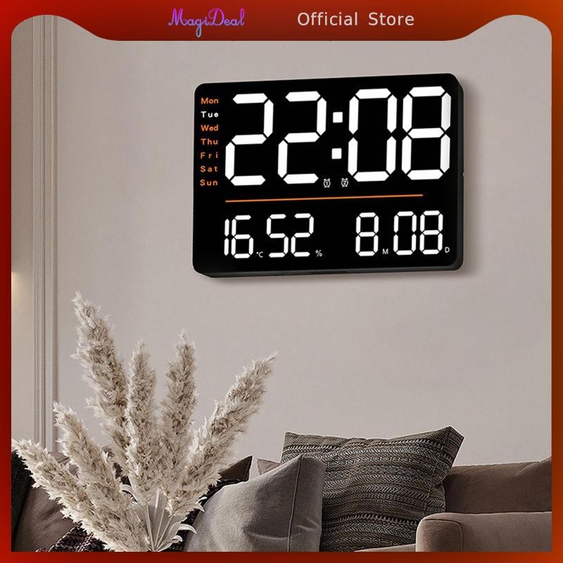 MagiDeal Large Digital Wall Clock LED Wall Clock Humidity Dst with ...