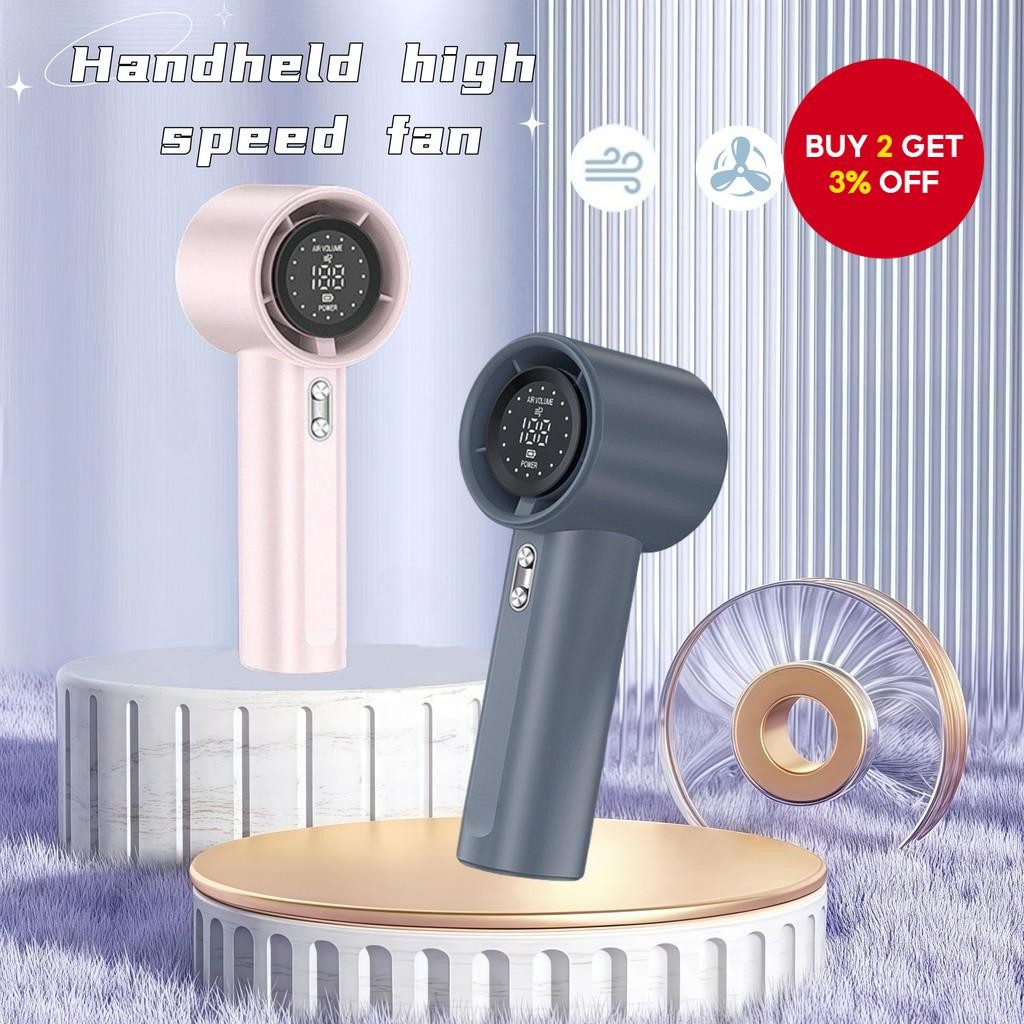 Rechargeable High-Speed Handheld Fan 100 Stepless Speed Control 9m/s ...