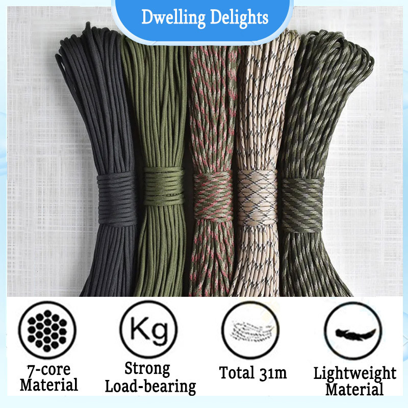 31M Paracord Rope Parachute Cord 9 Strand Parachute Rope Anti-slip ...