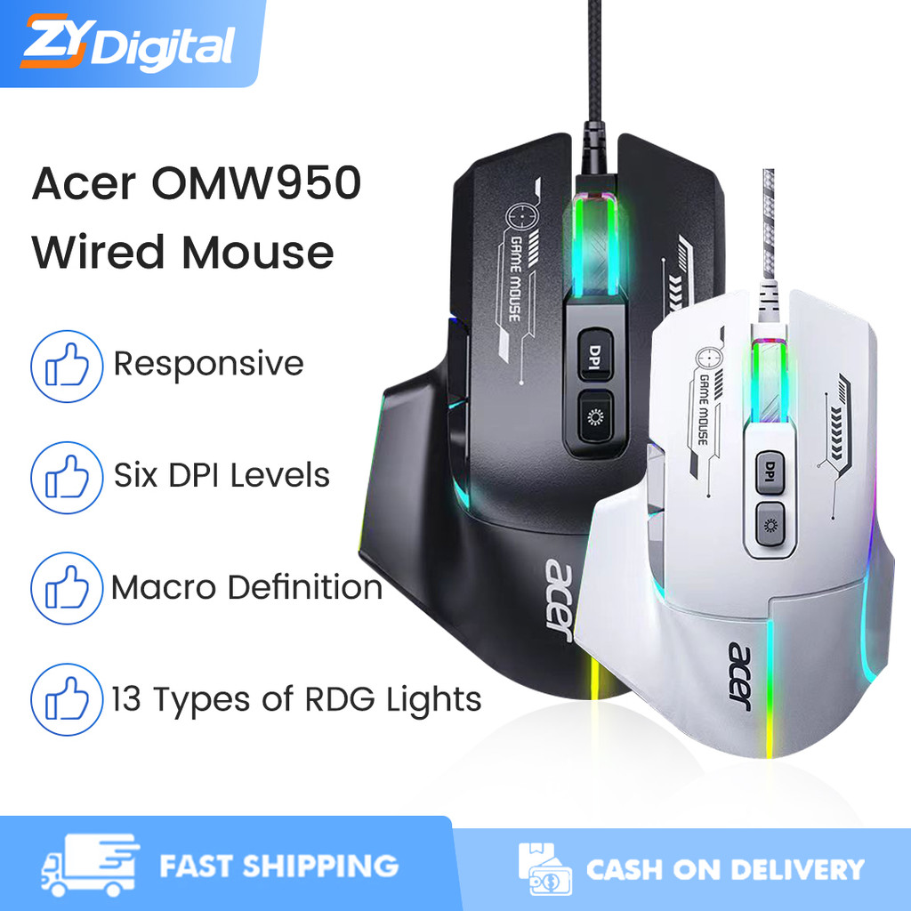 Acer OMW950 Gaming Mouse Wried 7200DPI RGB Macro-Programmable For ...