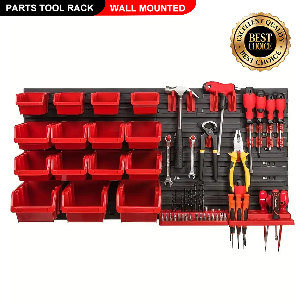 Garage Wall Mounted Tool Rack Pegboard 39pcs Set With Storage Bins And ...