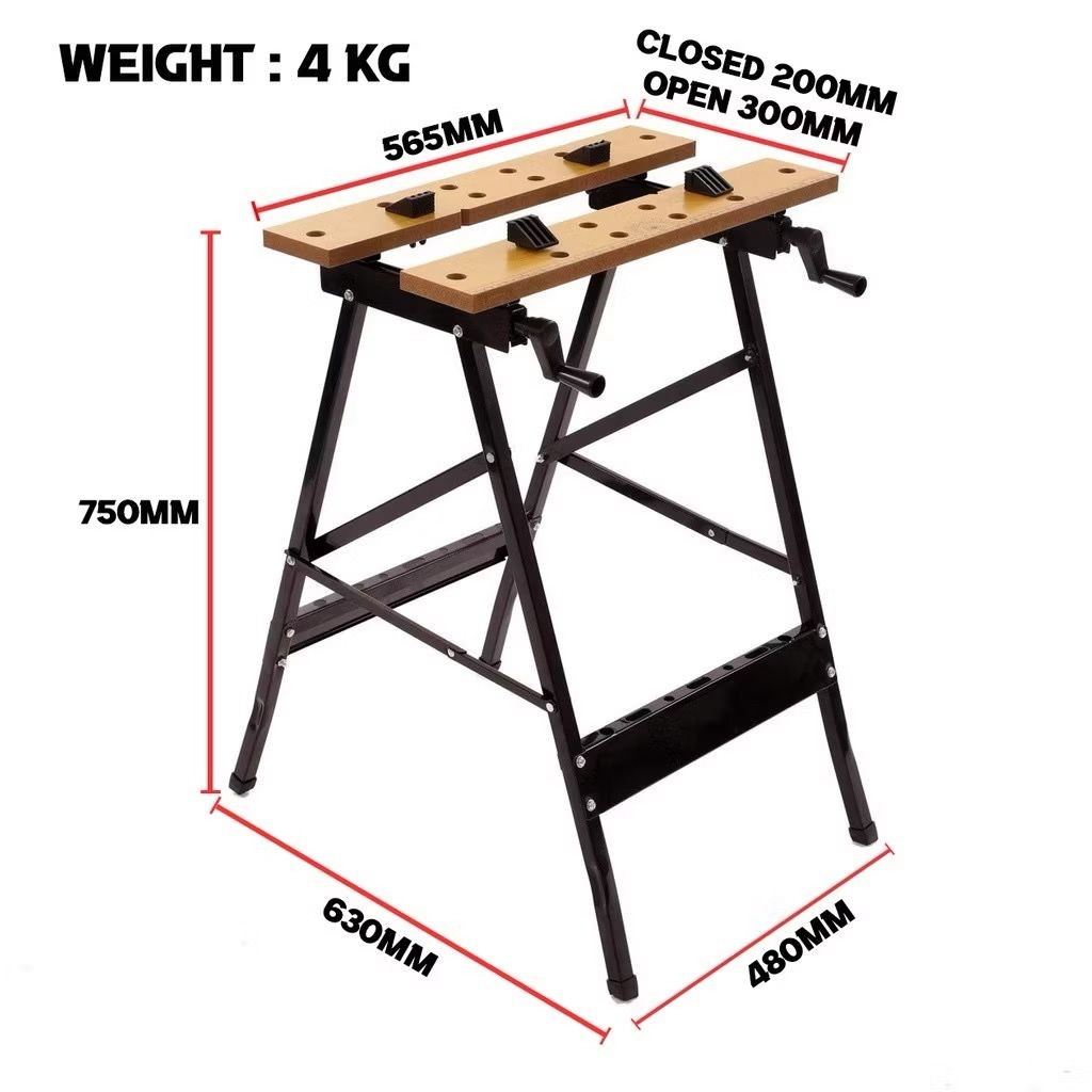 Portable Folding Work Bench Adjustable Workshop Table Meja Kerja ...