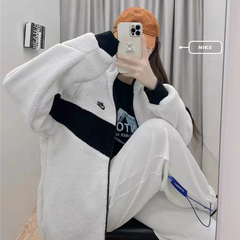 Getadme -Y2K Winter Women Lamb Wool Warm Coat Bf Korean Loose Lapel Double Sided Jacket Harajuku Streetwear Plush Casual Outwear
