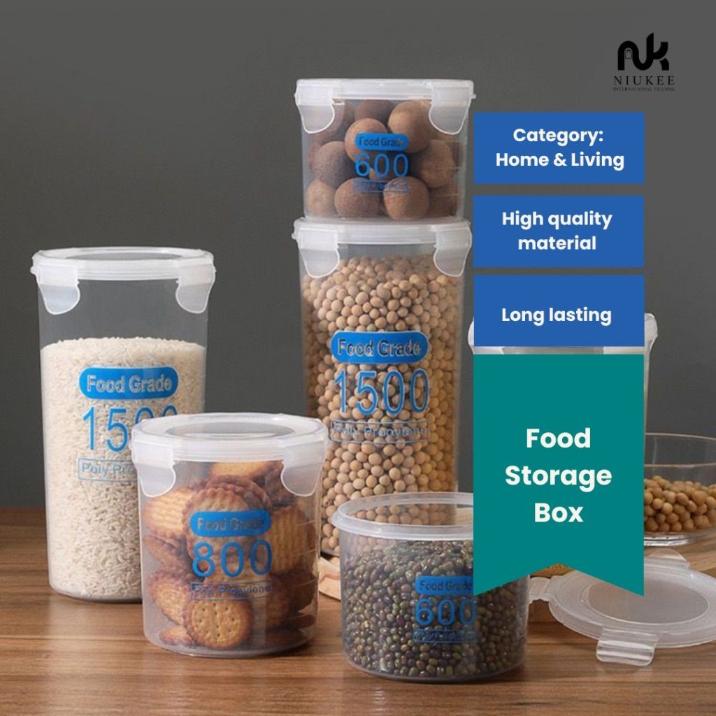 Food Storage Stackable Airtight Container Transparent Plastic Round ...