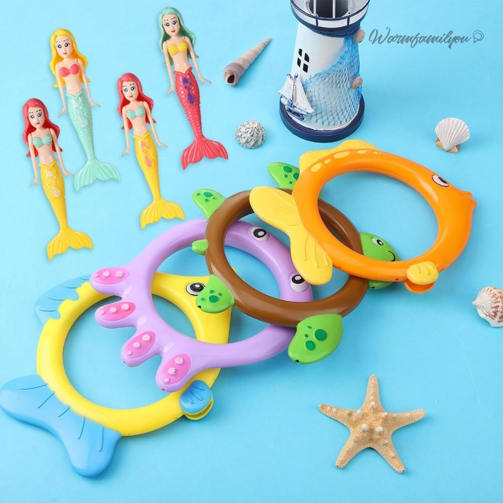 8Pcs Cute Diving Mermaid Toy Multicolored Diving Ring Toy for Kids Water Play Warmfamilyou.my Shopee Malaysia