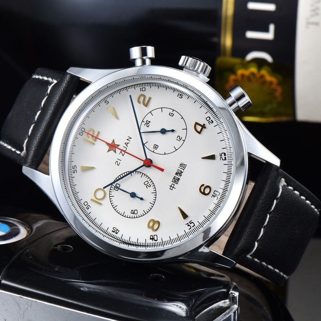 Seagull Pilot Chronograph Fashion Retro Embossed Design All-Match Dial ...