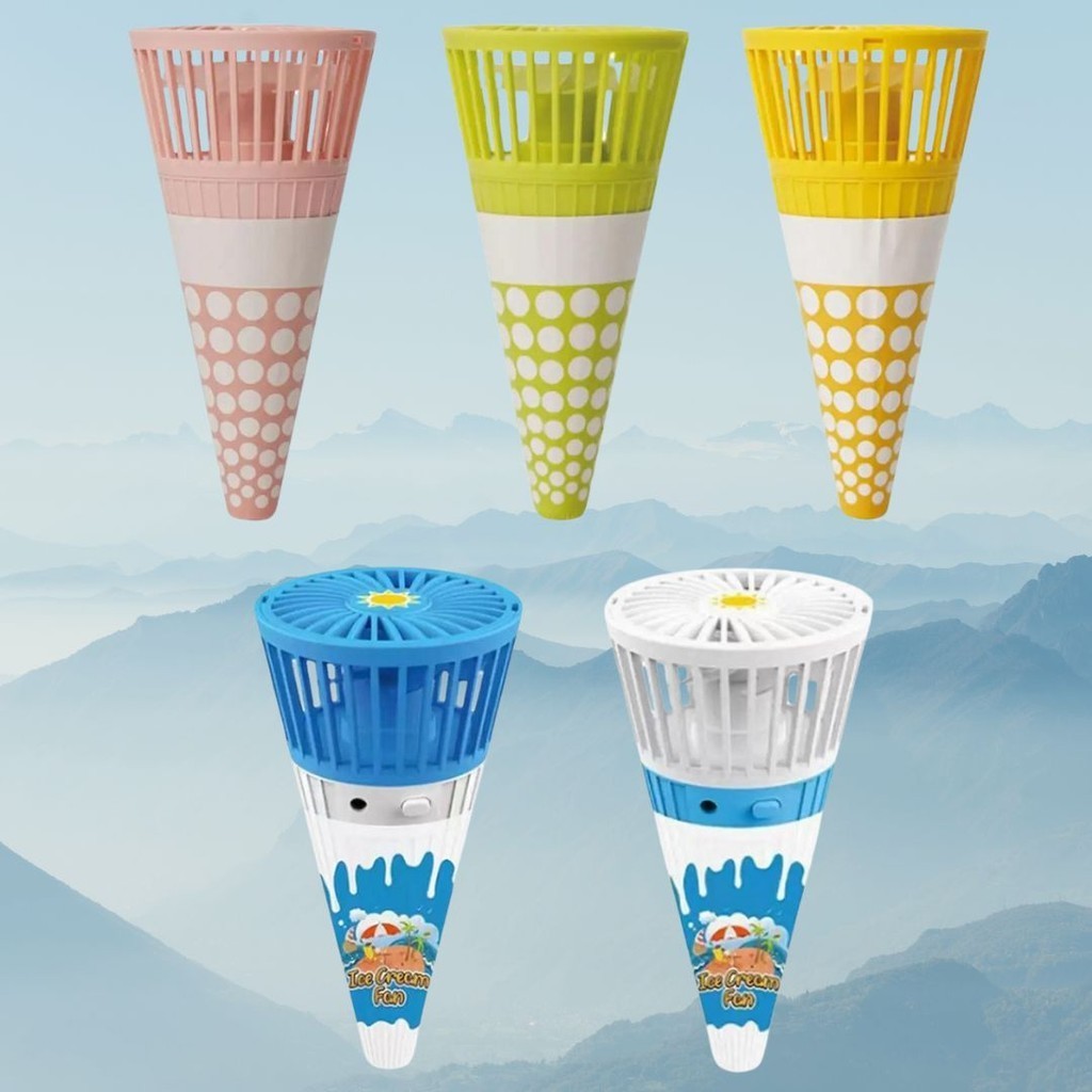 Portable Mini Ice Cream Fan Gift Mini Electric Fan Ice Cream Hanging ...