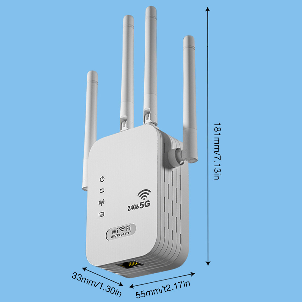 1200Mbps Wireless WiFi Repeater with WAN/LAN Port Dual-Band 2.4GHz/5GHz ...