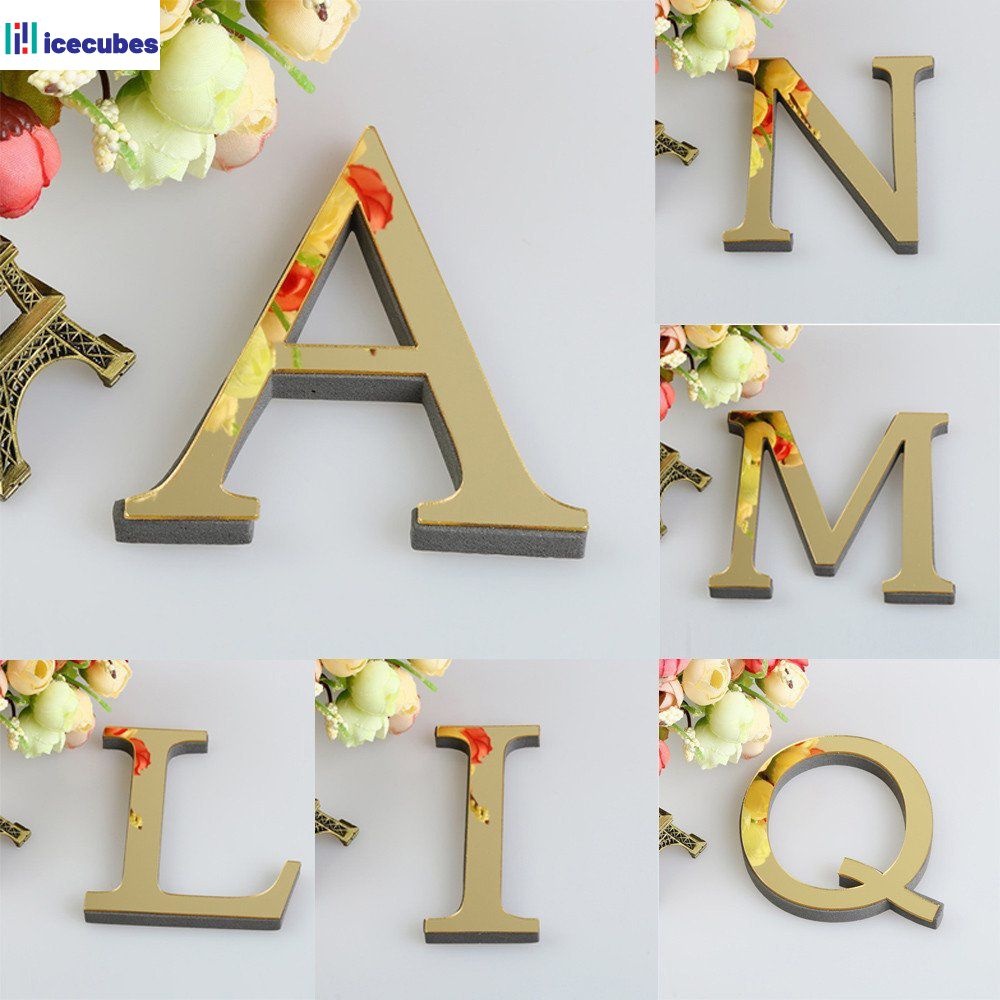 【undersell】 26 Letters Diy 3d Mirror Acrylic Wall Sticker Decals Home