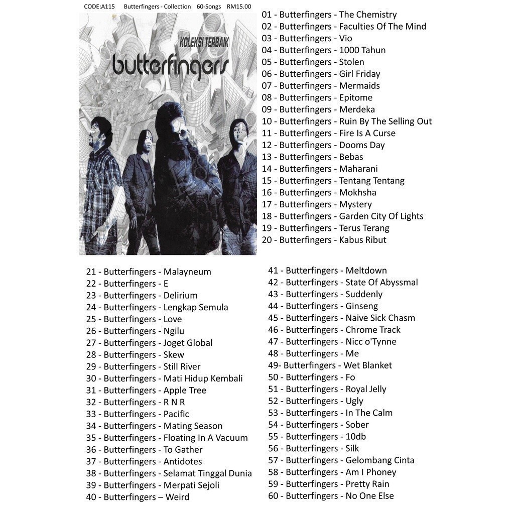 Pendrive Usb Song Lagu Butterfingers Album Malay Melayu Mp3 a115 D4