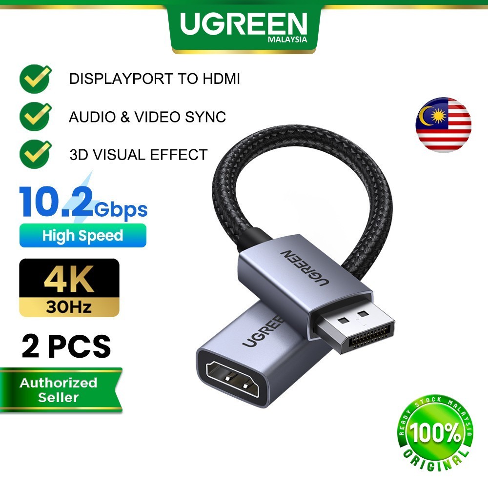 UGREEN DisplayPort 1.2 to HDMI Cable 4K 30Hz HDCP Unidirectional DP ...