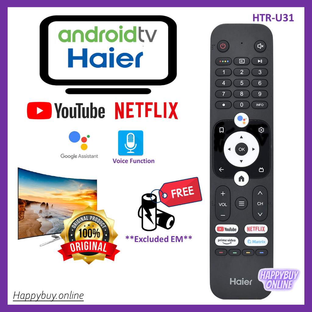 Haier Android Smart UHD TV Remote Control HTR-U31 Haier Smart LED TV ...