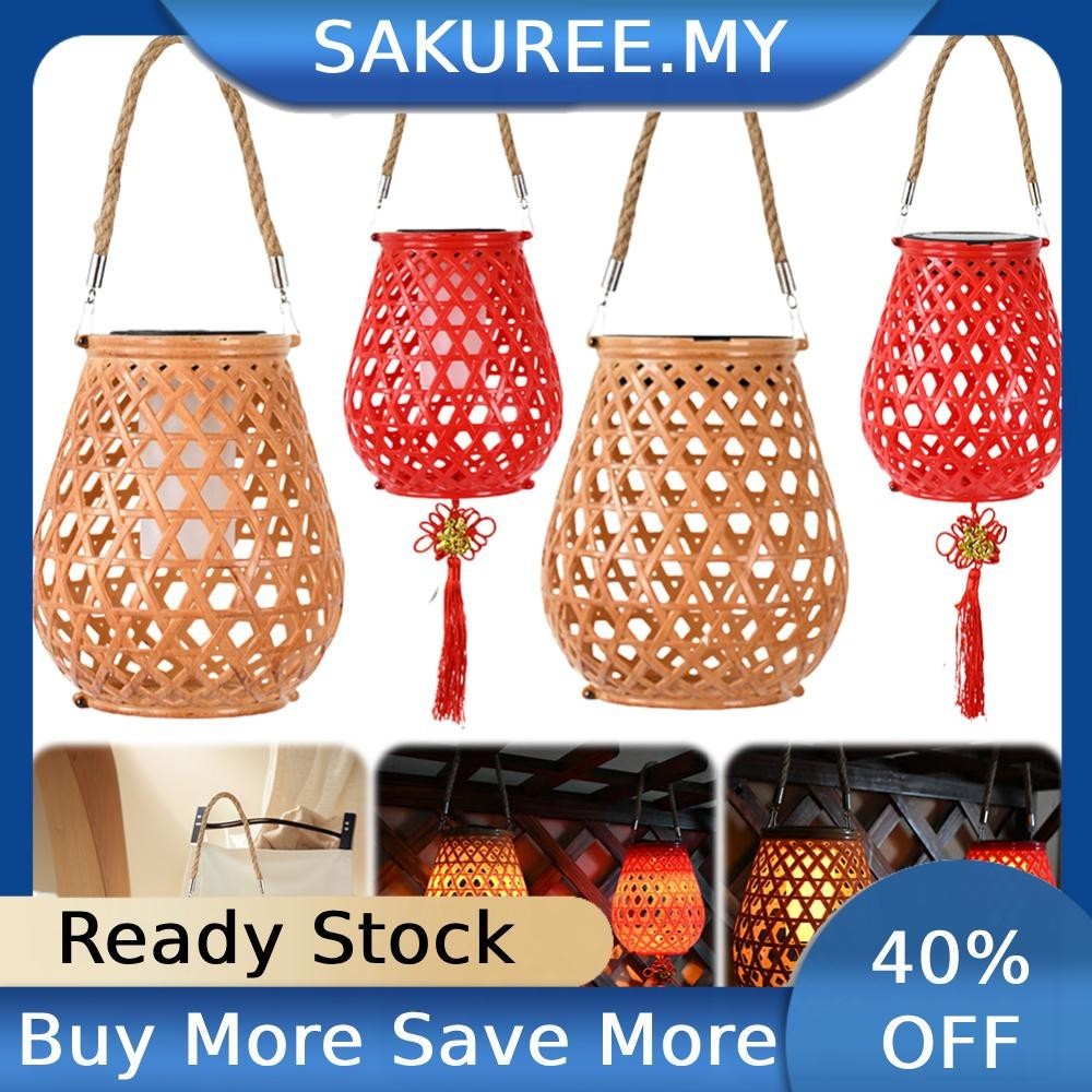 Solar Rattan Lantern IP65 Waterproof Hanging Rattan Weaving Solar ...