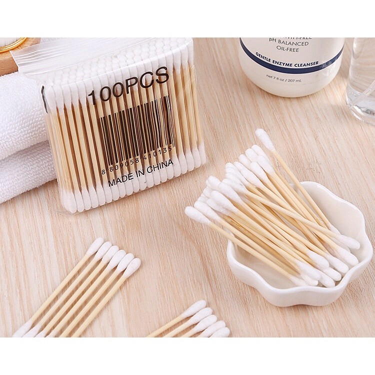 733 Premium Bamboo Cotton Buds 100pc, Cotton Swabs Medical Ear Nose