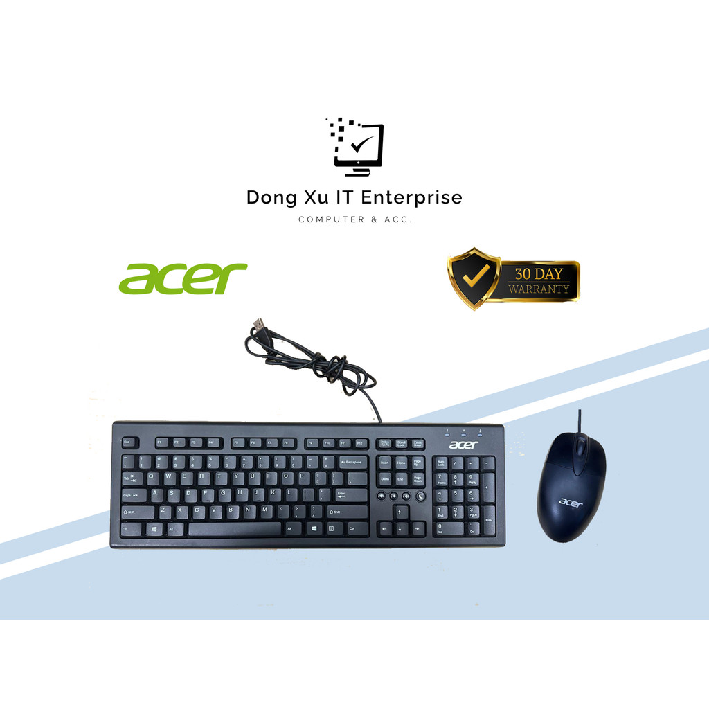 Acer PR1101U USB Wired Slim Keyboard COMBO with Acer MOANUOA Wired USB ...