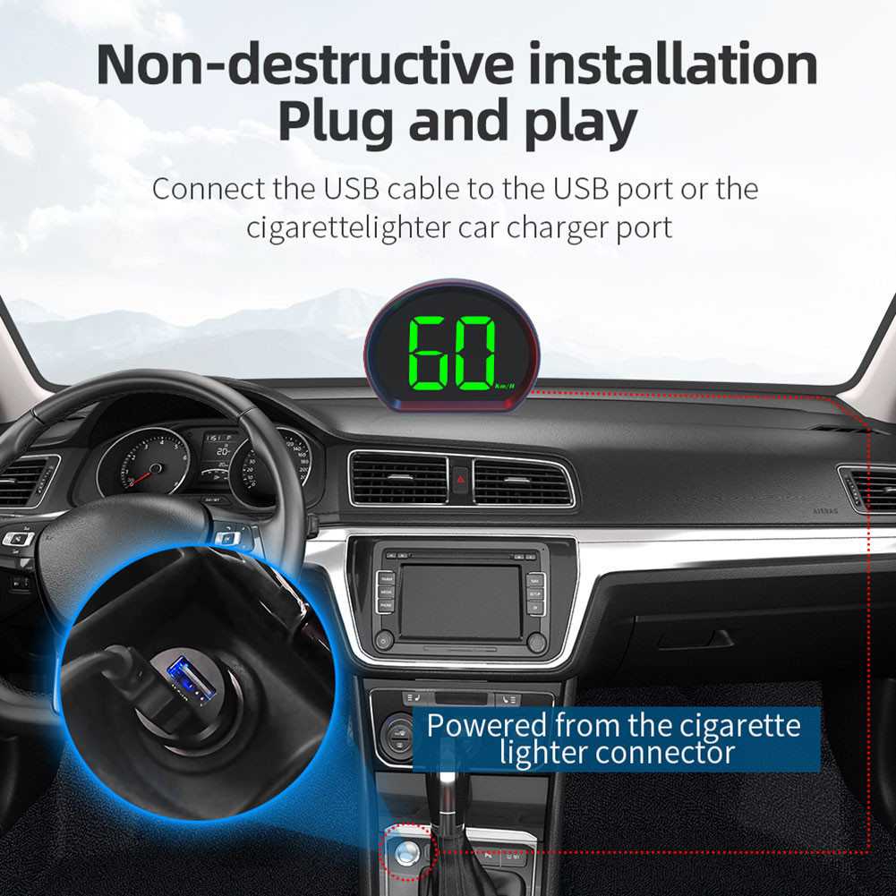 3 Inch Car HUD Big Fonts Digital Speed Meter HighDefinition KMH/MPH