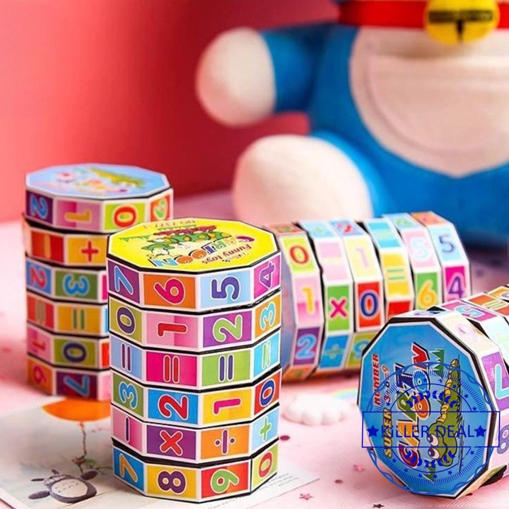 Kid Math Rubik Cube Toys Cylindrical Children Digital Cube Roller Rubik ...