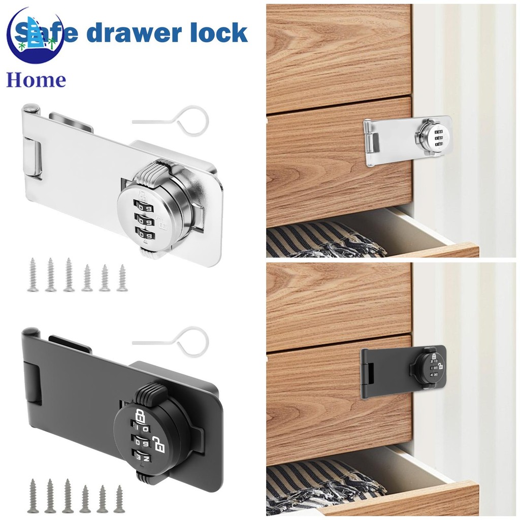 Combination Cabinet Lock 3 Digit Keyless Drawer Lock Security Cupboard ...