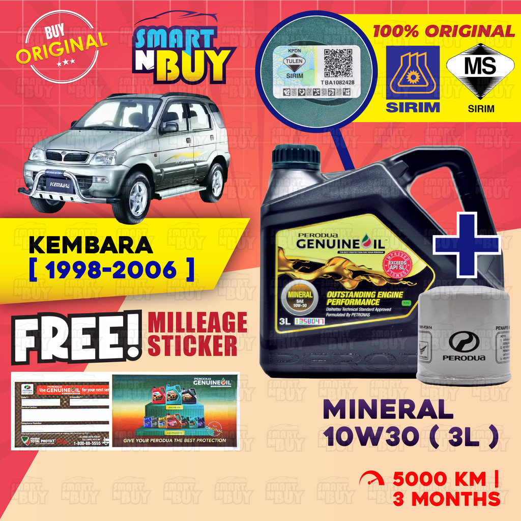 Perodua Engine Oil 10W30 Mineral Original Minyak Hitam Kereta Perodua ...