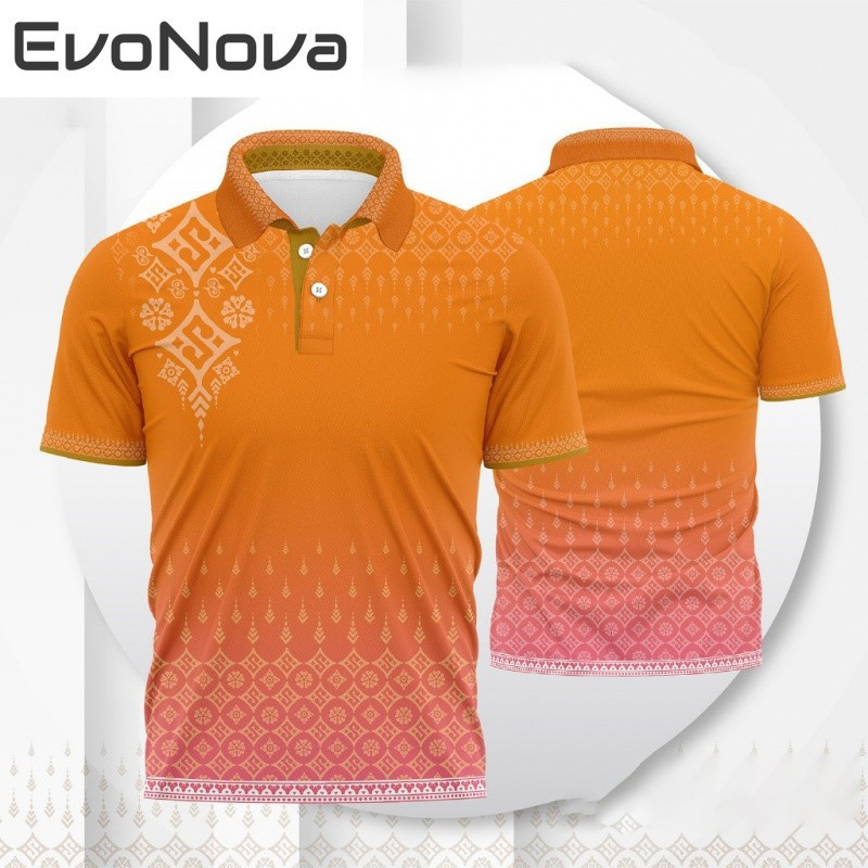 Evonova New Design 3D Printed Polo Shirt Gradient Color and Floral ...