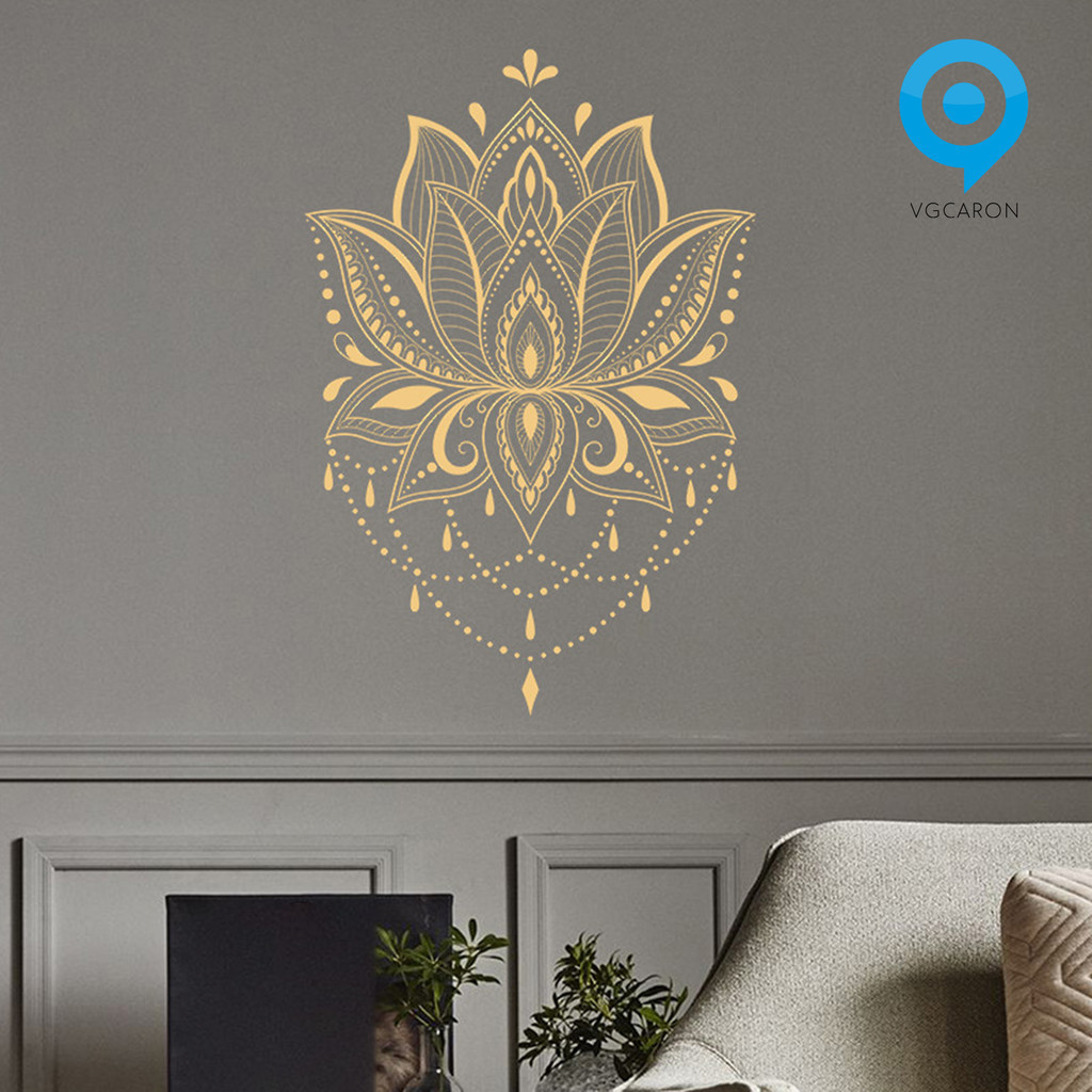 LAS-Decal Lotus Shape Removable PVC Om Sign Meditation Art Vinyl Wall ...