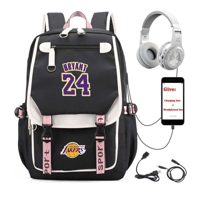 In Stock Kobe Bryant Backpack Student Schoolbag School with USB Interface Backpack for Teenagers Men and Women Leisure