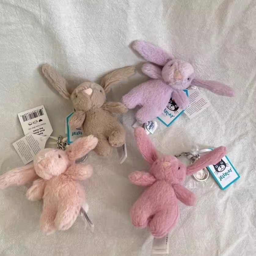 JELLYCAT Bashful Bunny Bag Charm Cute Rabbit Plush Keychain Bag