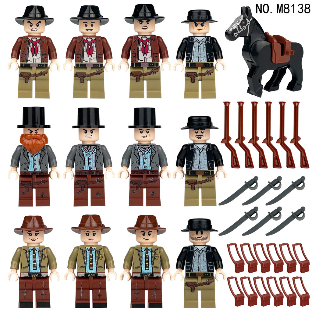 New Product 12 Western Cowboy Small Particle Building Blocks Children's ...