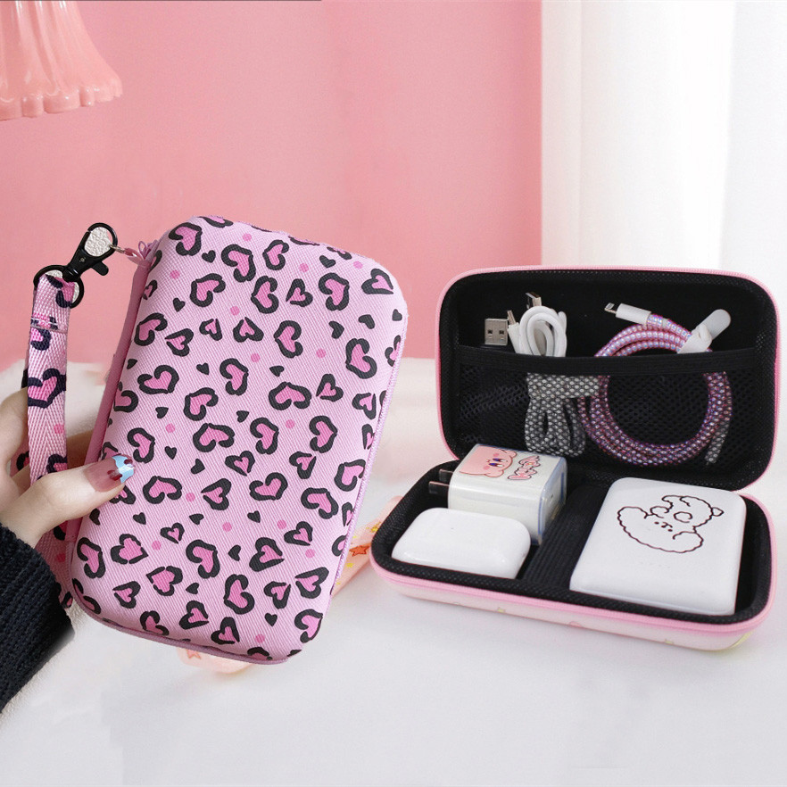 Love Heart Pattern Zipper bag, shockproof mobile hard drive bag