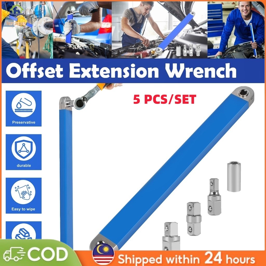 【MY 24H Ship】5PCS Ratchet Torque Extension Wrench Spanner Offset Socket ...