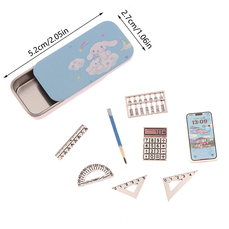 Mypink 1:12 Dollhouse Miniature Sanrio Pencil Case Ruler Mobile Phone ...